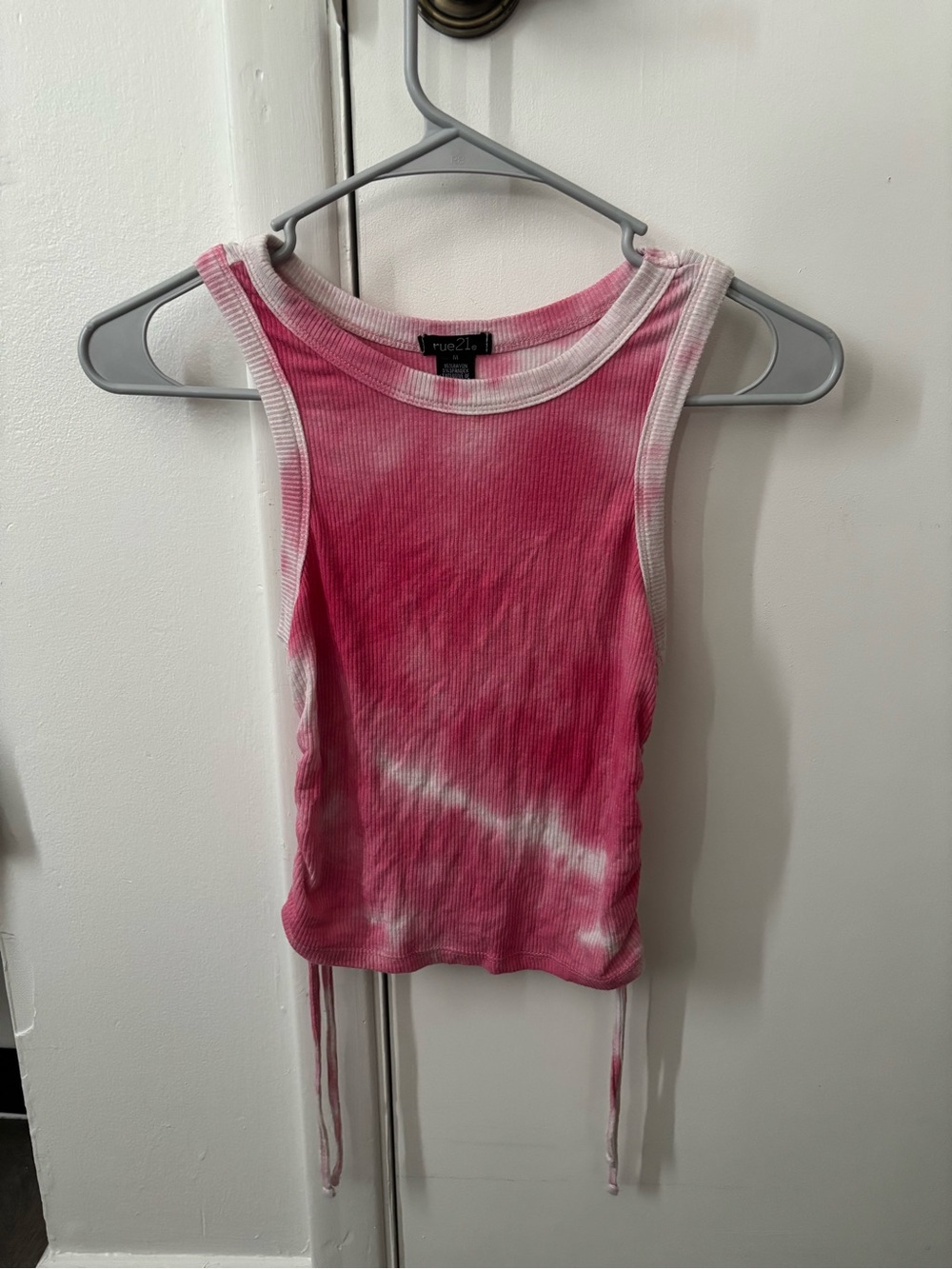 Rue21 Pink & White Tie-Dye Ribbed Tank